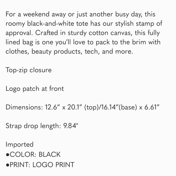 NWT! VICTORIA'S SECRET BLACK AND WHITE LOGO WEEKENDER TOTE - Picture 10 of 10